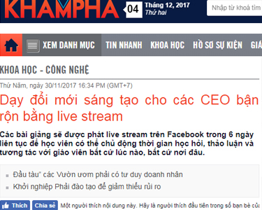 Dạy đổi mới sáng tạo cho các CEO bận rộn bằng live stream
