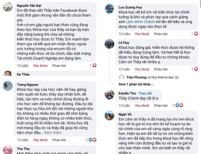 ý kiến sau khi học đầu tư chứng khoán online