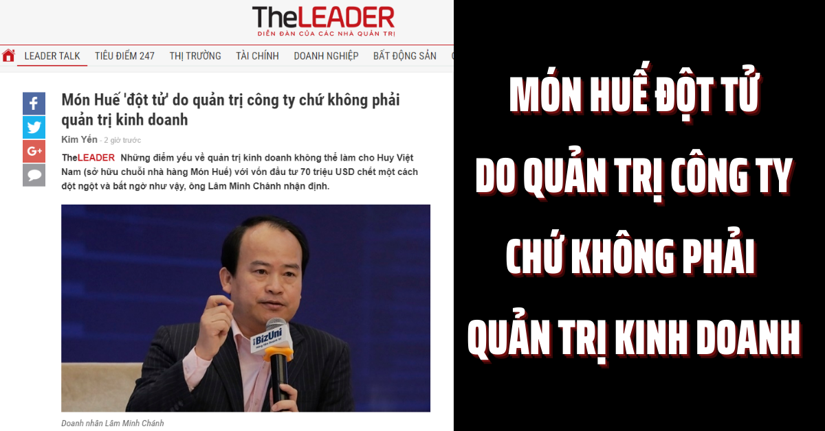 Món Huế 'đột tử' do quản trị công ty chứ không phải quản trị kinh doanh